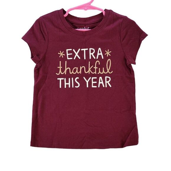 Cat & Jack Toddler "Extra Thankful" Short Sleeve Graphic T-Shirt Sz 18M - Picture 1 of 5
